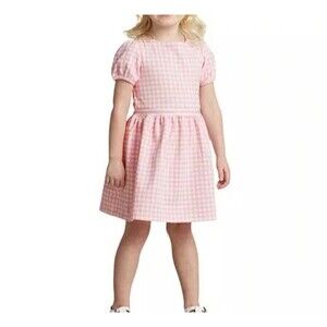 Polo Ralph Lauren Little Girls Gingham Ponte Fit and Flare Dress Size 2/2T